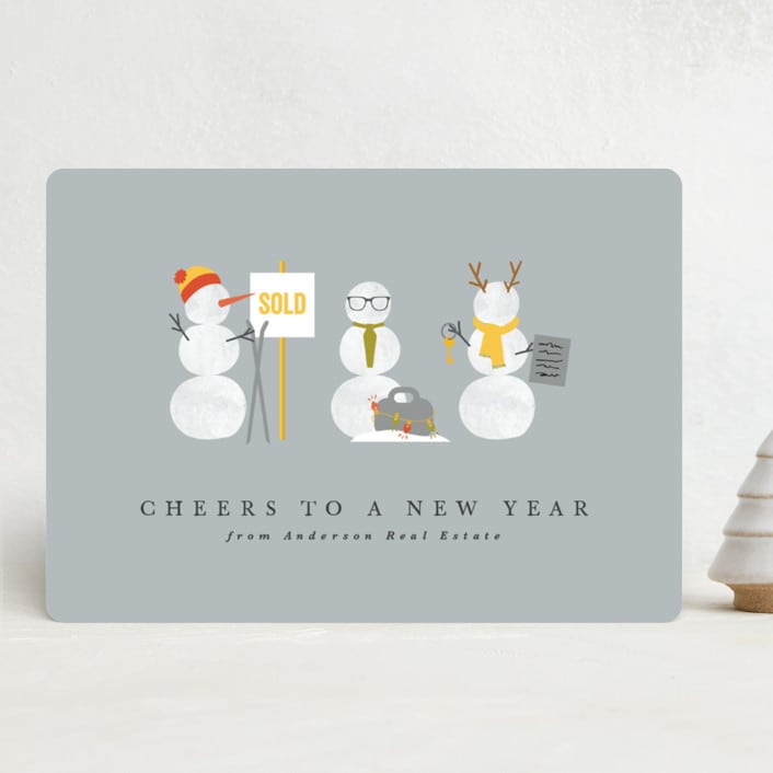 "Real Estate Buddies" - Holiday Cards in Ash by Corinne Malesic - Front