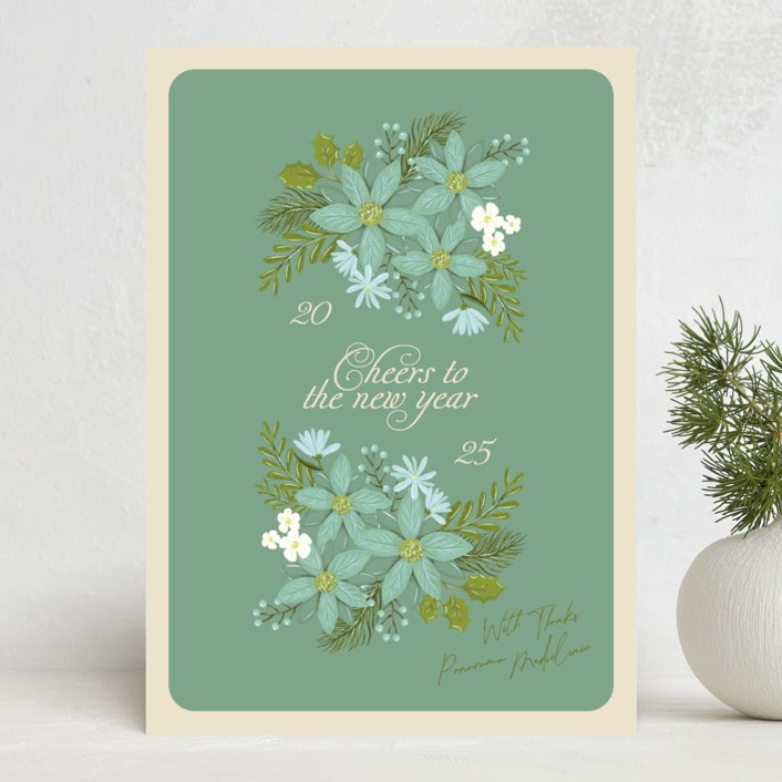 "floral" - Holiday Cards in Turquoise by Phrosné Barwood - Front
