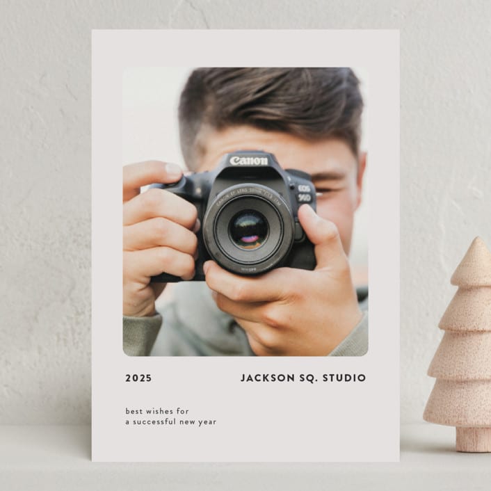 "Photogenic" - Holiday Cards in Titanium by Gwen Bedat - Front