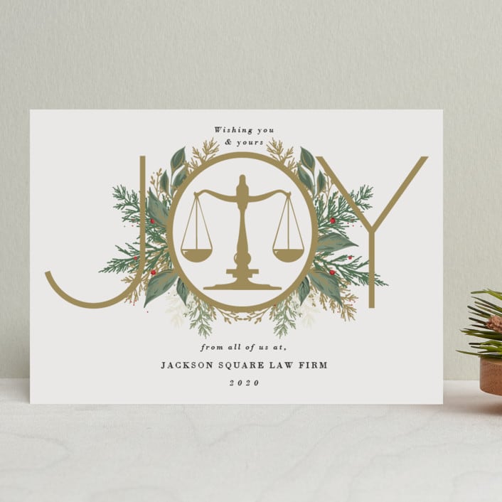 "Joyfilled Scale" - Holiday Cards in Caramel by Oma N. Ramkhelawan - Front