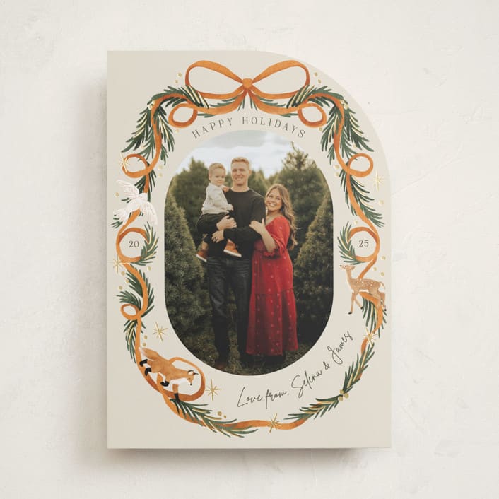"Winter Ribbon" - Holiday Cards in Cinnamon by Elly - Front