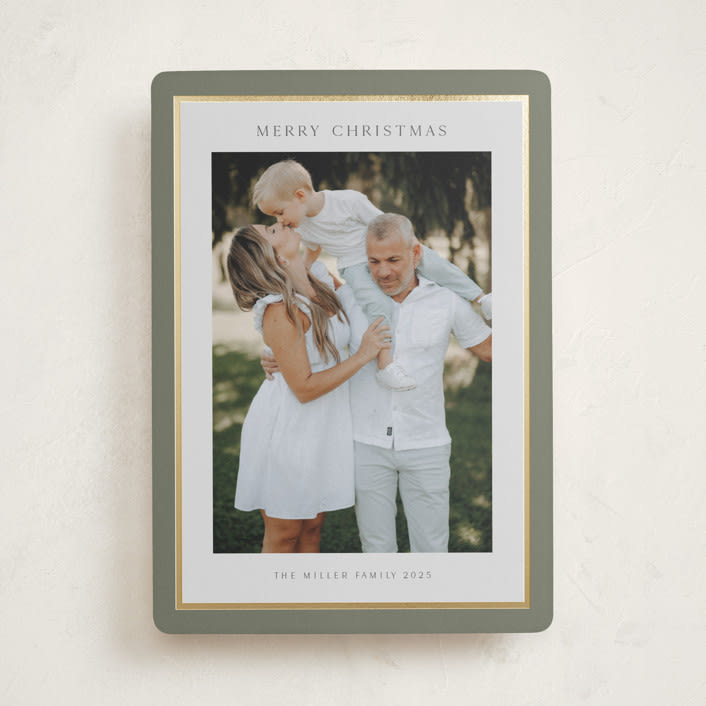 "Foil Frame" - Holiday Cards in Sage by Nicole Walsh - Front