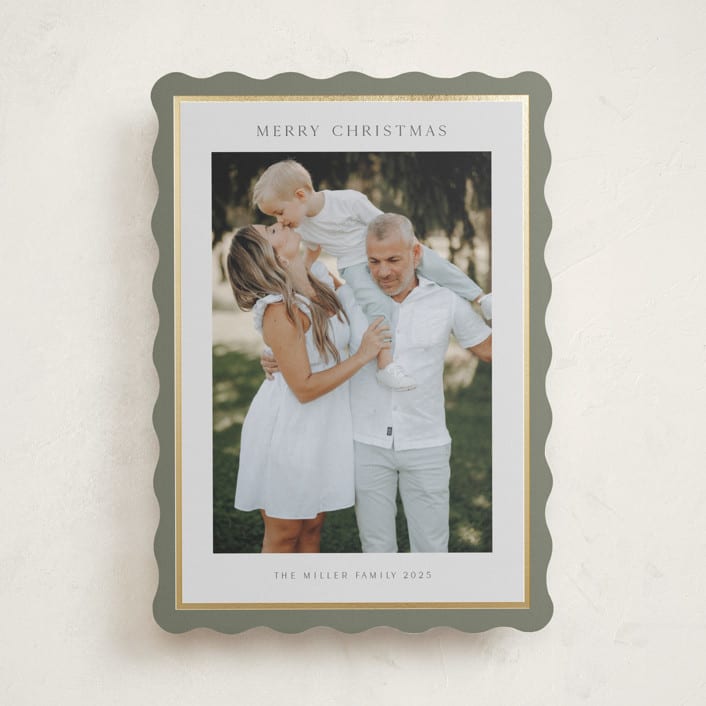 "Foil Frame" - Holiday Cards in Sage by Nicole Walsh - Front