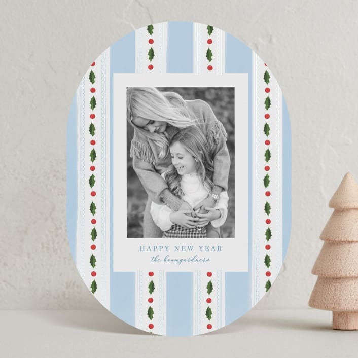"Holly Frames" - Holiday Cards in Robin's Egg by Baumbirdy - Front