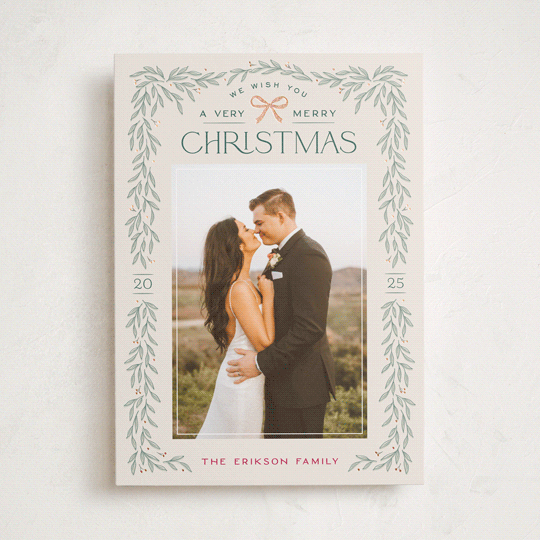 "Christmas Garland" - Holiday Cards in Ecru by Hooray Creative - Front