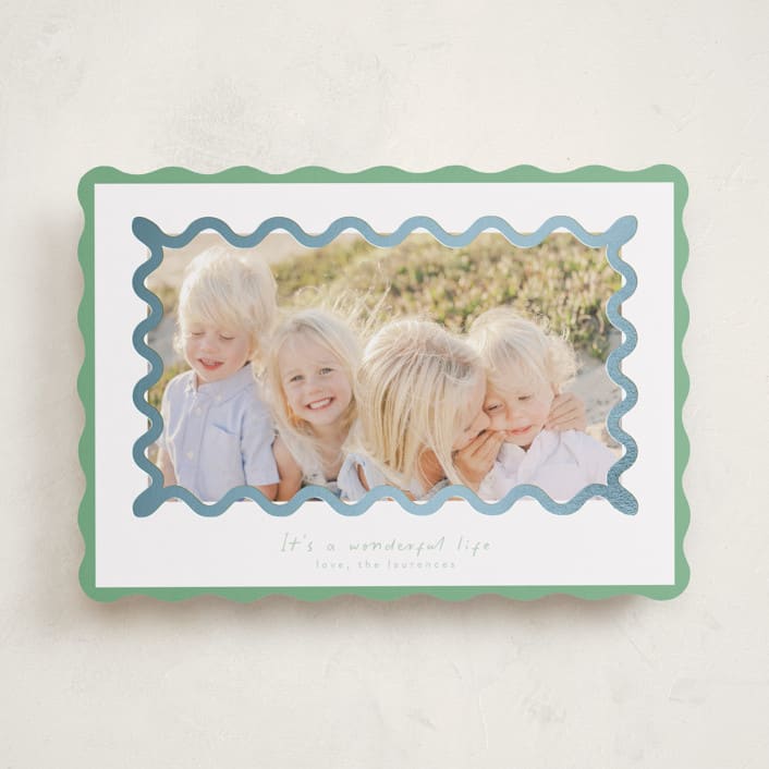 "Party Squiggle" - Holiday Cards in Spearmint by Blustery August - Front