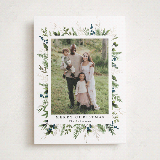 "Classic Greenery" - Holiday Cards in Winter Berry by Susan Moyal - Front