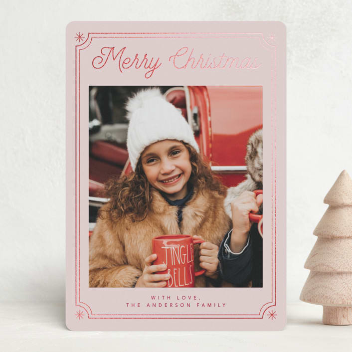 "ticket frame" - Holiday Cards in Winter Rose by Cass Loh - Front