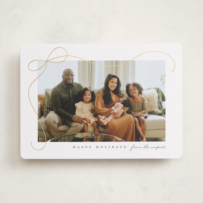 "Cascading Bow" - Holiday Cards in Snow by Lauren Chism - Front