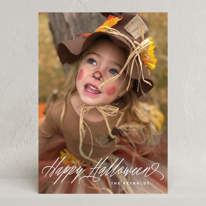 "Spooky Script" - Halloween Cards in Ghostly white by Hooray Creative - Front
