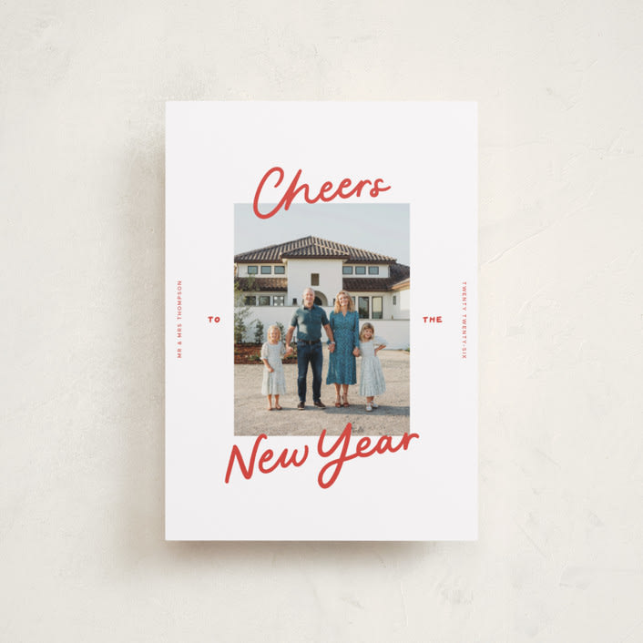 "A Simple Cheers" - Holiday Cards in Holly Berry by Abbigail Lim - Front