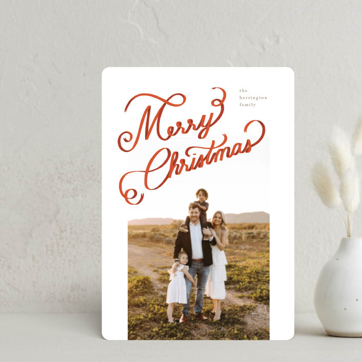 "Ribbon Letters" - Holiday Cards in Peppermint by taylorVdesign - Front