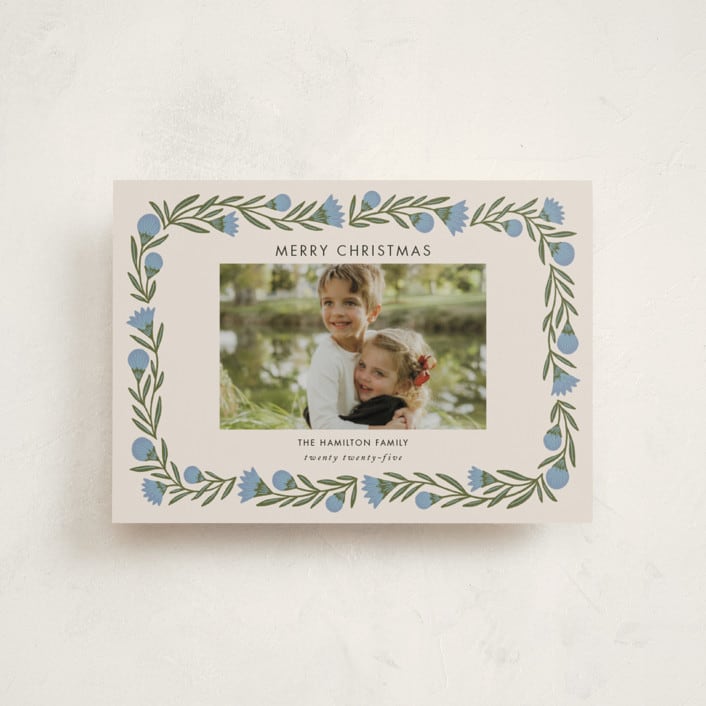 "wreath wrap" - Holiday Cards in Blue Spruce by Jen Owens - Front