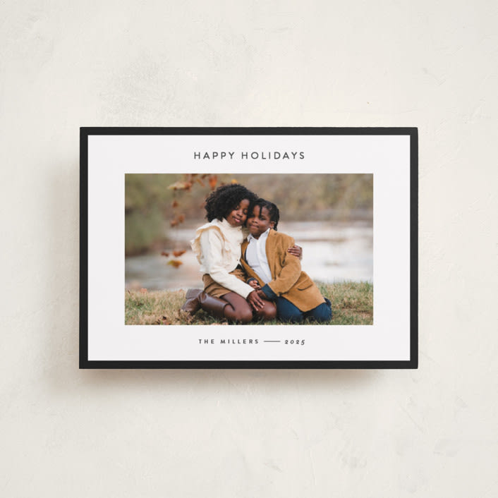 "Border" - Holiday Cards in Charcoal by JoAnn Jinks - Front