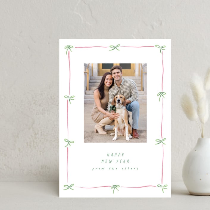 "Preppy Bow Border" - Holiday Cards in Candy by Susan Zinader - Front