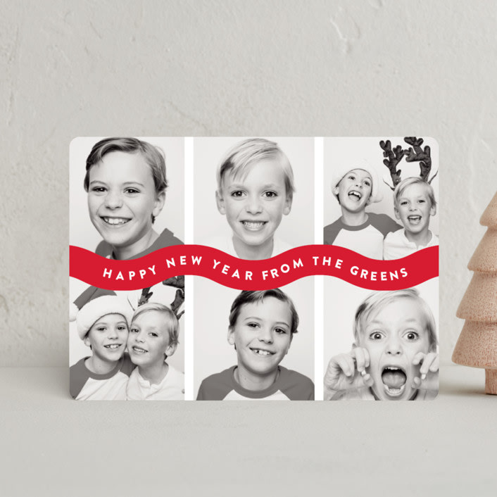 "Bouncy" - Holiday Cards in Santa Suit by Up Up Creative - Front