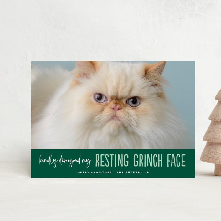 "Grinch Face" - Holiday Cards in Noble Fir by Erica Krystek - Front