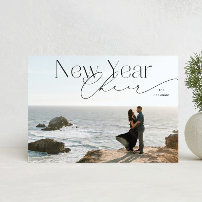 "Peace Hope Love" - Holiday Cards in Coal by Rebecca Durflinger - Front