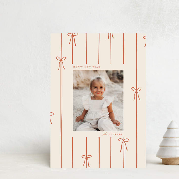"lines of bows" - Holiday Cards in Cider by Ellen Schlegelmilch - Front
