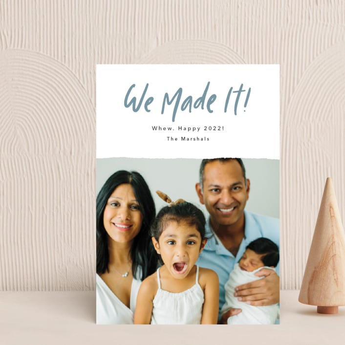 "We Made It!" - Holiday Cards in Moonstone by Kelsey Mucci - Front
