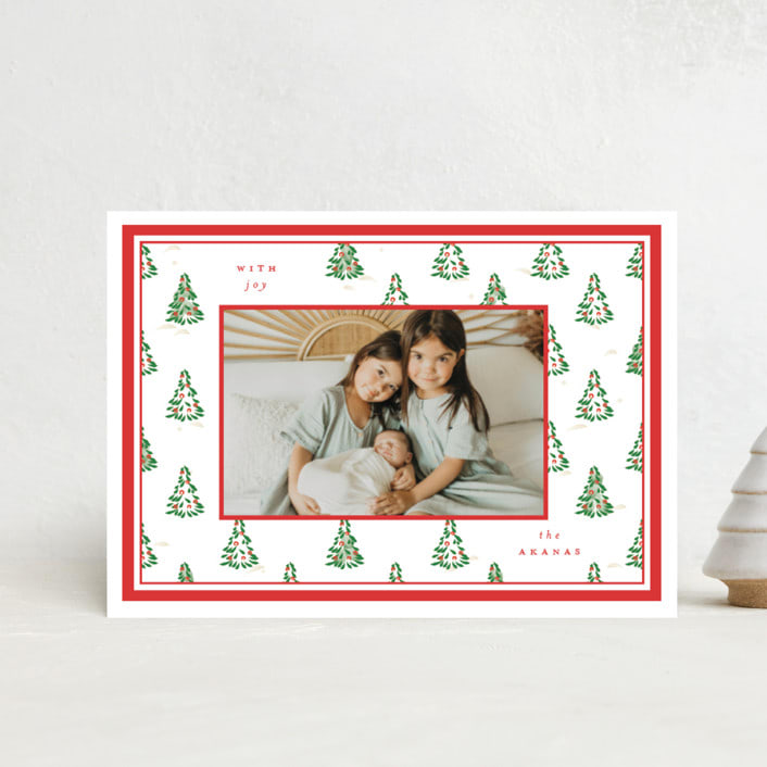 "Little Trees" - Holiday Cards in Candy Cane by Corinne Malesic - Front