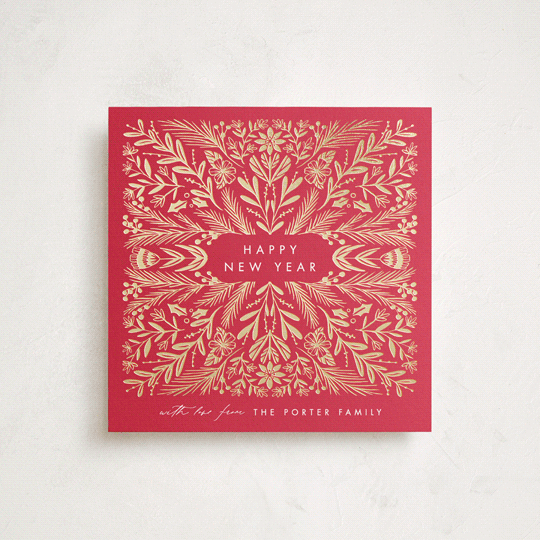 "Shining Tile" - Holiday Cards in Poinsettia by Amy Kross - Front