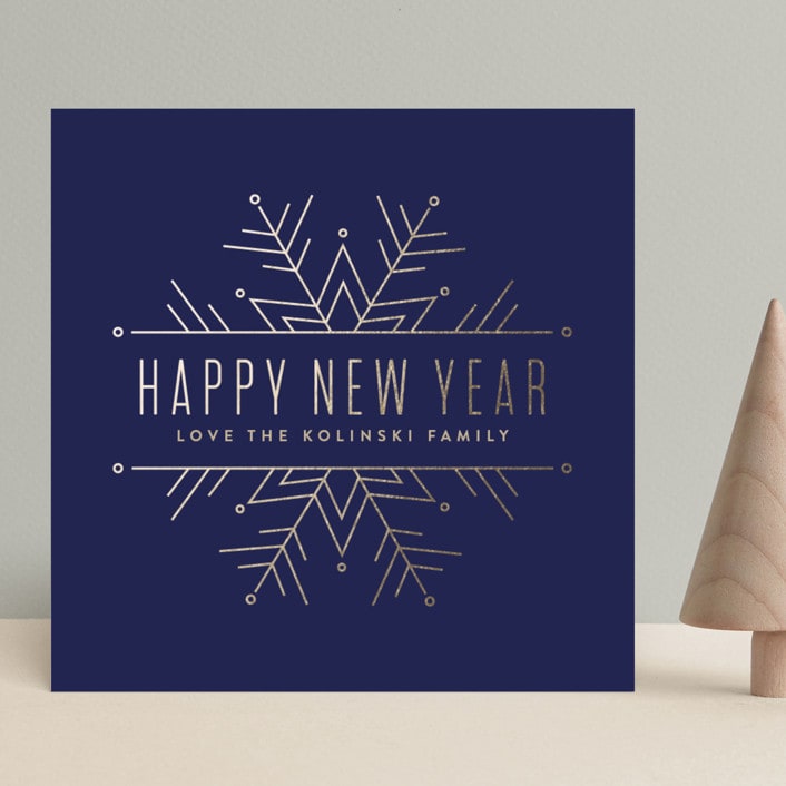"Chic Snowflake" - Holiday Cards in Navy by Melissa Egan of Pistols - Front