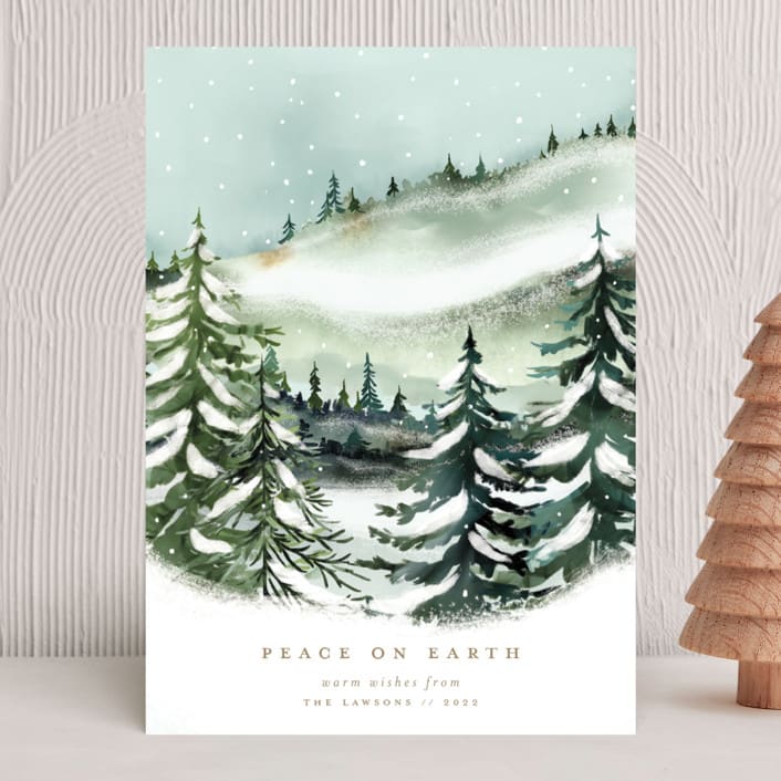 "Peaceful Nature" - Holiday Cards in Seafoam by Petra Kern - Front