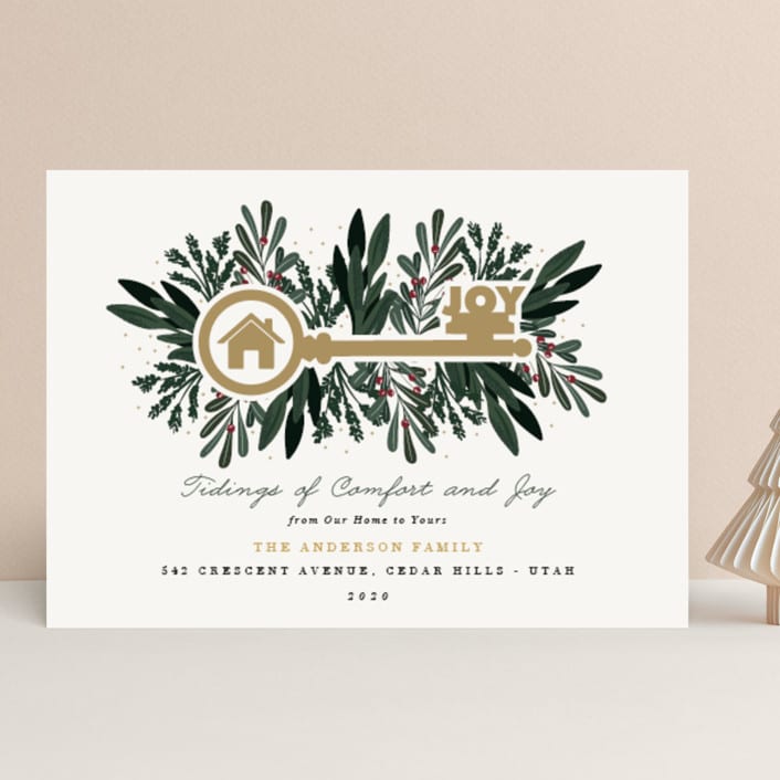 "Joyful Home" - Holiday Cards in Eggnog by Oma N. Ramkhelawan - Front