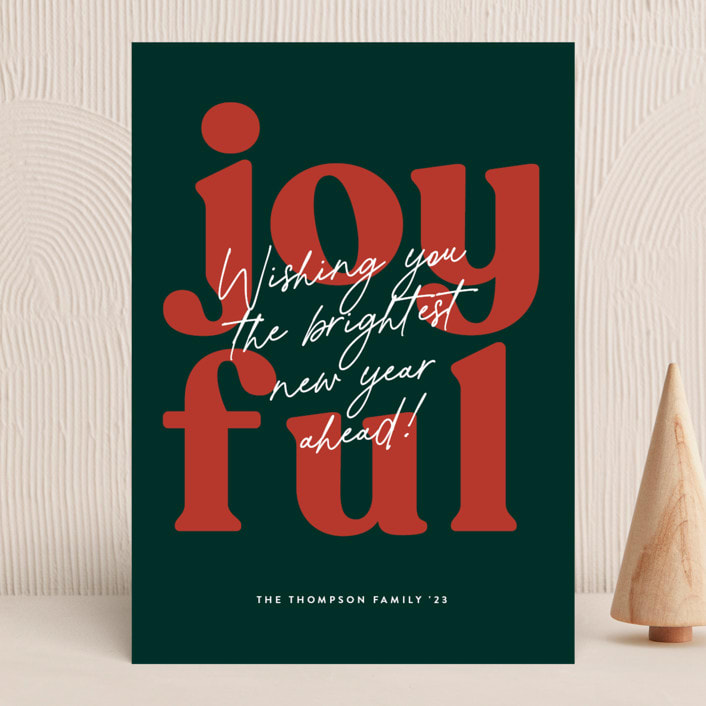 "Joyful Bubble Letters" - Holiday Cards in Holly Berry by Jessica Corliss - Front