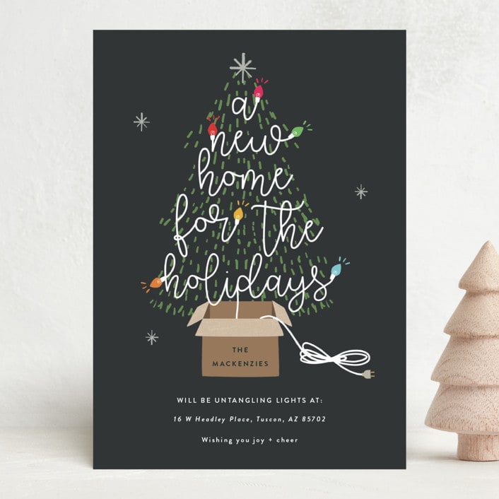 "Twinkling New Home" - Holiday Cards in Charcoal by Corinne Malesic - Front