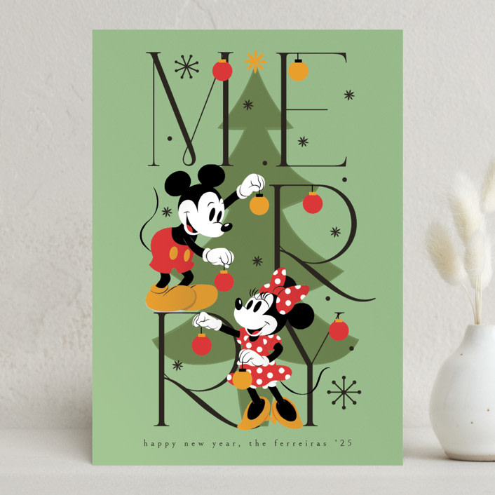 "Disney's Mickey Mouse Merry & Bright" - Holiday Cards in Elf Shoes by Ana de Sousa - Front