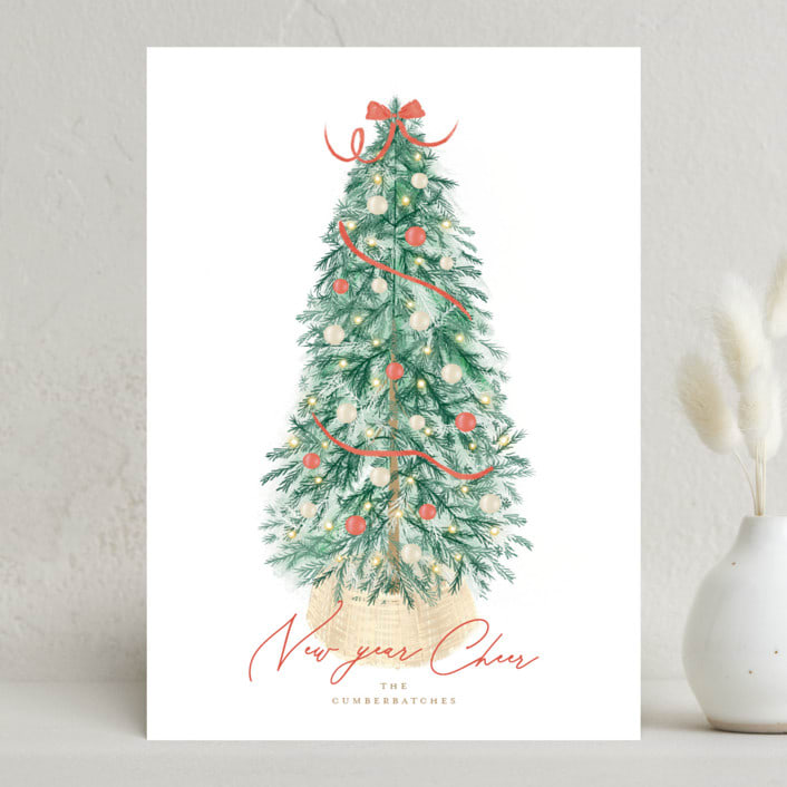 "Farmhouse Tree" - Holiday Cards in Apple by Tamara Hilje - Front