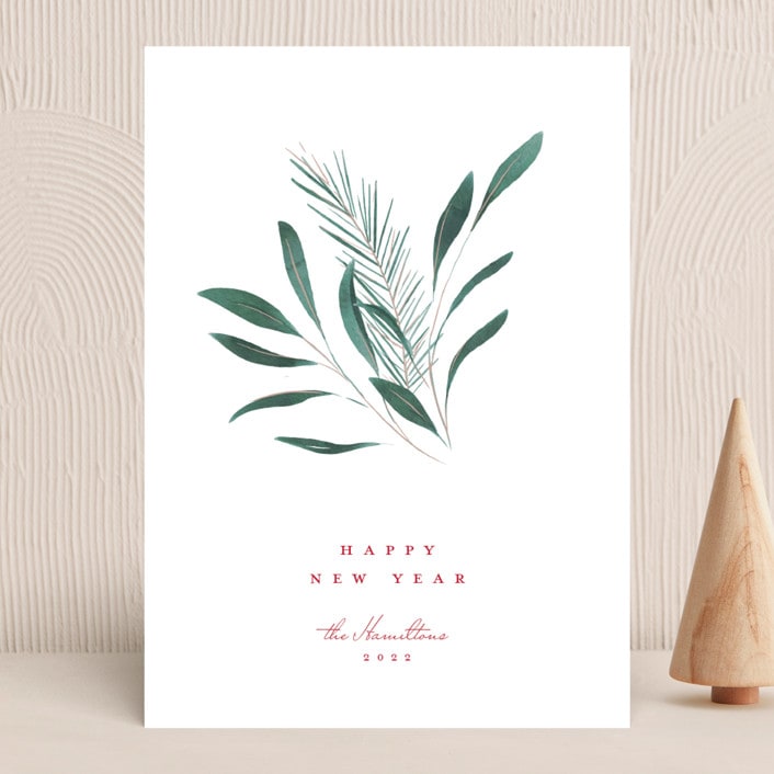 "Winter Posy" - Holiday Cards in Crimson by Heather Cairl - Front