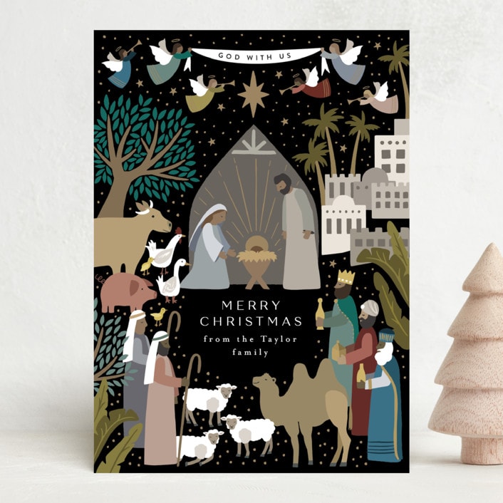"God With Us Nativity" - Holiday Cards in Midnight by Alethea and Ruth - Front