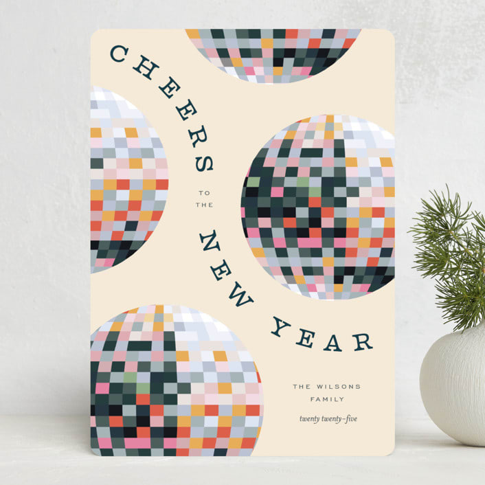"New Year Disco" - Holiday Cards in Champagne by Pixel and Hank - Front