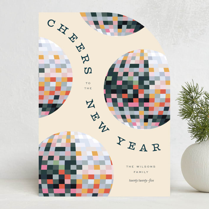 "New Year Disco" - Holiday Cards in Champagne by Pixel and Hank - Front