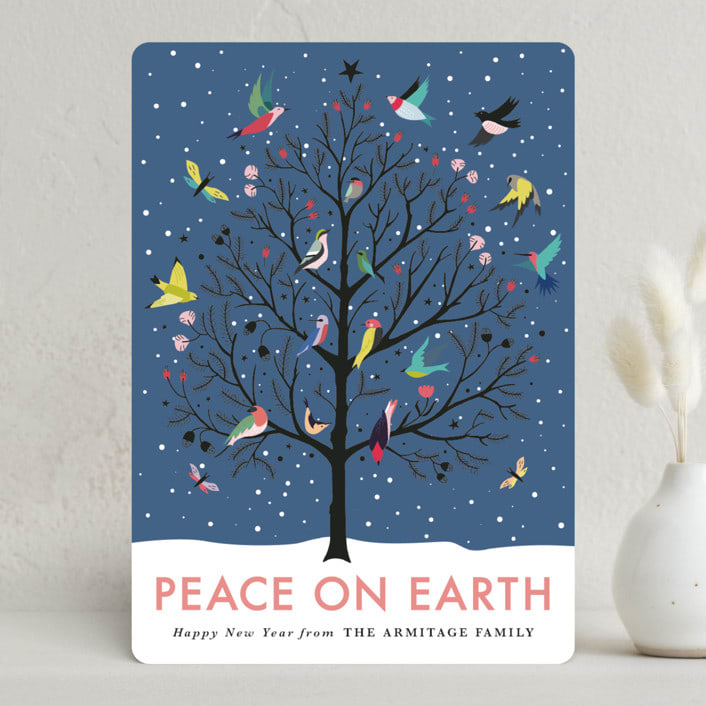 "Peace On Earth" - Holiday Cards in Winter Dusk by Eve Schultz - Front