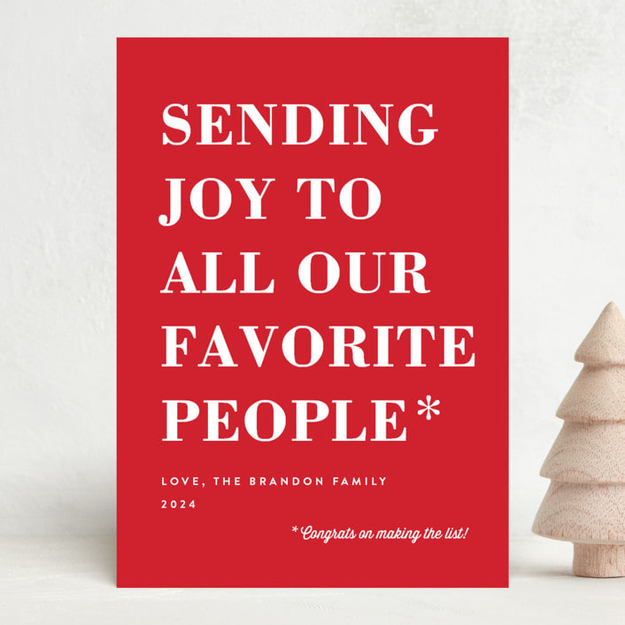 "You Made the List" - Holiday Cards in Candy Apple by Amy Payne - Front