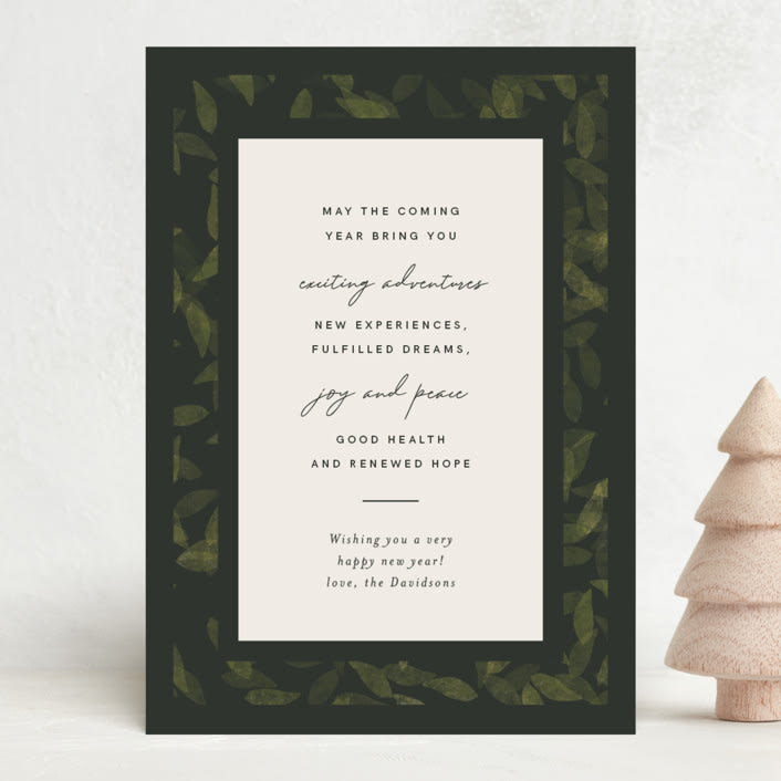 "Leafy Border" - Holiday Cards in Forest by Amy Payne - Front
