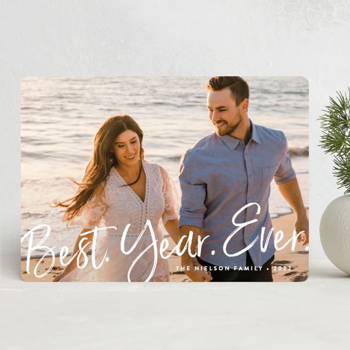 "Best Year Ever" - Holiday Cards in Dove Tail by Amy Payne - Front