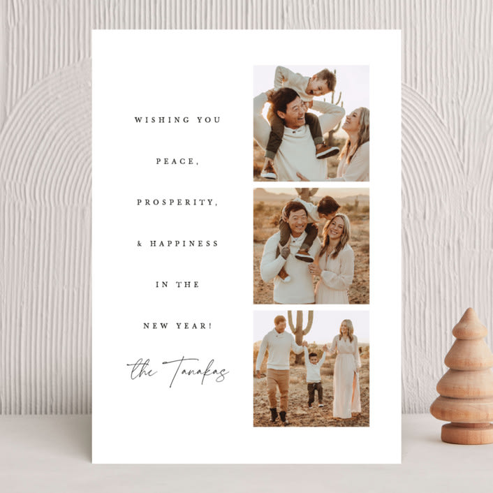 "Peace, Prosperity, Happiness" - Holiday Cards in Snow by Brooke Chandler - Front