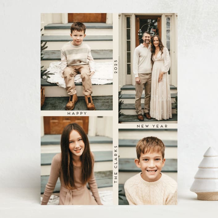 "Grid" - Holiday Cards in Ecru by Morgan Kendall - Front