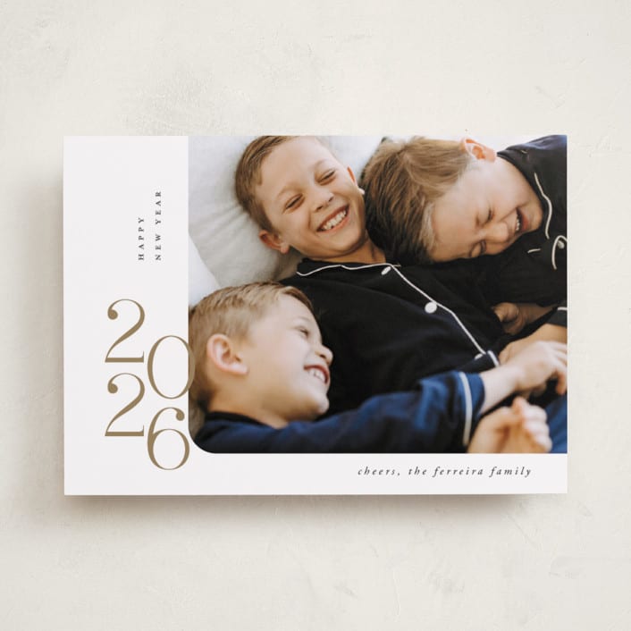 "Minimalist New Year" - Holiday Cards in Caramel by Ana de Sousa - Front