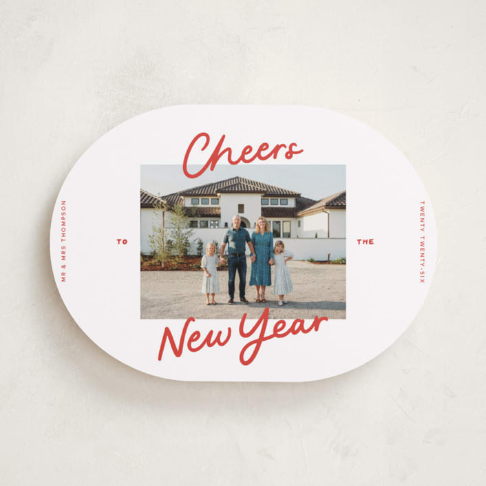 "A Simple Cheers" - Holiday Cards in Holly Berry by Abbigail Lim - Front