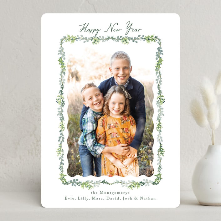 "Scalloped Greenery" - Holiday Cards in Wreath by Petra Kern - Front