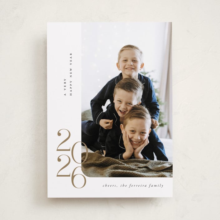 "Minimalist New Year" - Holiday Cards in Caramel by Ana de Sousa - Front