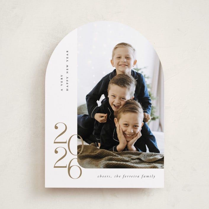 "Minimalist New Year" - Holiday Cards in Caramel by Ana de Sousa - Front