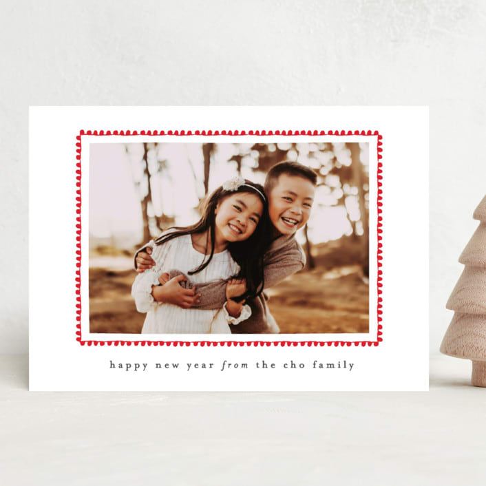 "hand drawn scallop" - Holiday Cards in Berry by Sara Hicks Malone - Front