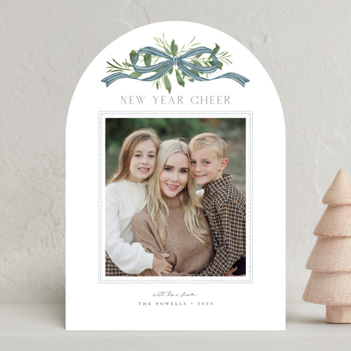 "Greenery Swag" - Holiday Cards in Blue Jay by Everett Paper Goods - Front